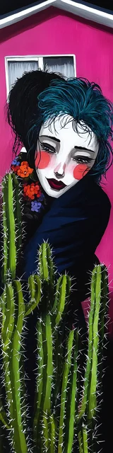 Free cactus bookmark featuring someone hiding behind a cactus